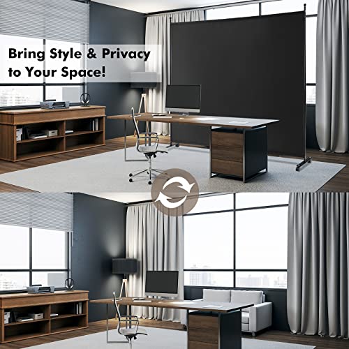 Giantex 73" x 73" Single Panel Room Divider with Wheels, Black | Mobile Privacy Screen with Lockable Casters, Rolling Fabric Partition Wall for Home, Office, Studio - color: Black, size: 73''W x 73''H (1 Panel)