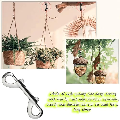 Double Ended Bolt Snaps Hook Zinc Alloy Double Trigger Metal Clips for Hanging Horse Tack Sling Feed Barns Water Buckets Linking Dog Leash Collar Leash Key Chain Horse Feeding Supplies 15 Pieces - size: 4.7 inch