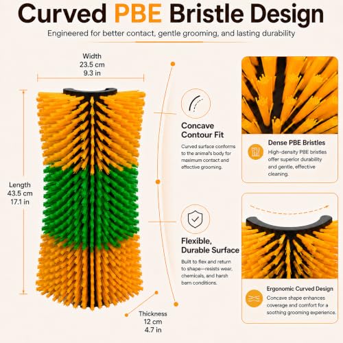 Bionic Curve Livestock Scratching Brush for Cattle, Cows, Goats, Horses and Pigs - Body-Contoured Farm Animal Scratcher Post, Heavy Duty Livestock Grooming Brush with 4 Screws, 1 Pack - color: 1pcs