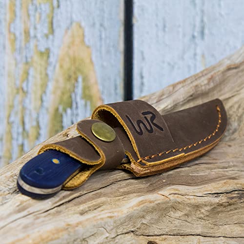 WHISKEY BENT HAT CO. Sendero Caper 440 Stainless Steel Fixed Blade Knife w/Leather Sheath (Nightfall) - color: Nightfall