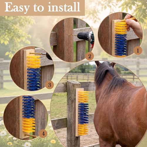 Mifoci 6 Pcs Livestock Scratching Brush Goat Scratcher Livestock Brushes, Goat Scratching Post with 24 Screws Wooden Self Grooming Brush for Small Goats, Sheep, Pigs, Cow, Horses