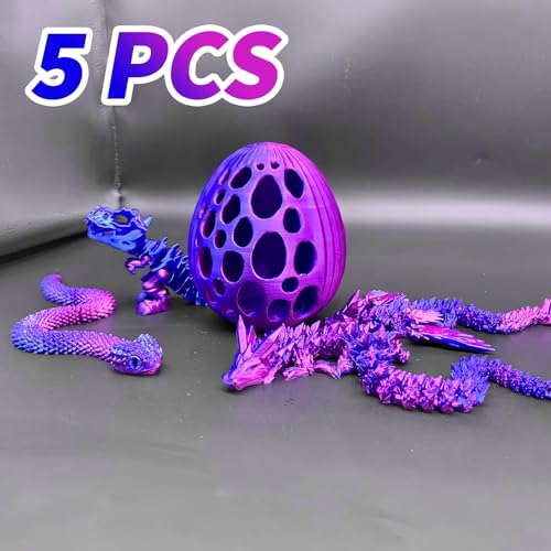 5pcs，12" 3D Printed Dragon Eggs,Dinosaur Egg,Crystal Dragon Toys,Snake Eggs, T Rex，Animals,Fidget Toy,Desk Executive Toy，Easter Eggs Basket Stuffers,Toys for Boys Kids Teen 5-7 4-6 8-12 (OO-03) - color: Oo-03