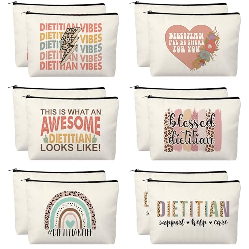 Kacctyen 12 Pcs Dietitian Gift for Women Nutritionist Makeup Bag Registered Dietitian Cosmetic Bag for Registered Dietitians Thank You Gift - style: Nutritionist