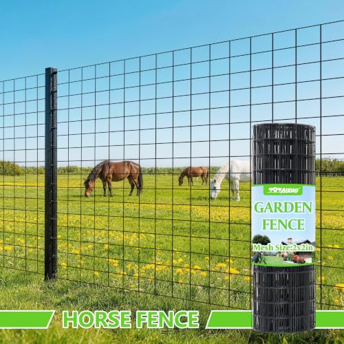 Black PVC Coated Welded Wire Fencing,2"x2" 16 Gauge,72inch H x 100ft L Garden Wire Fence Roll,2/3/4/5/6ft Tall x 50/100 ft Long Vinyl Coating Metal Wire Mesh for Yard,Farm,Dog,Vegetable Protection - color: Black, size: 2"x2" 72inx100ft
