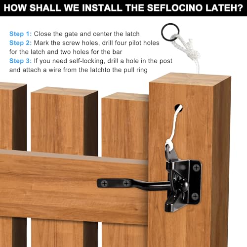 Gate Hardware Kit for Wood Fence, Corner Brace Bracket, Anti Sag Frame Hardware With Latch and Hinges for Wooden Fence Driveway, Black, MKZJ1115 - size: Single Door Set