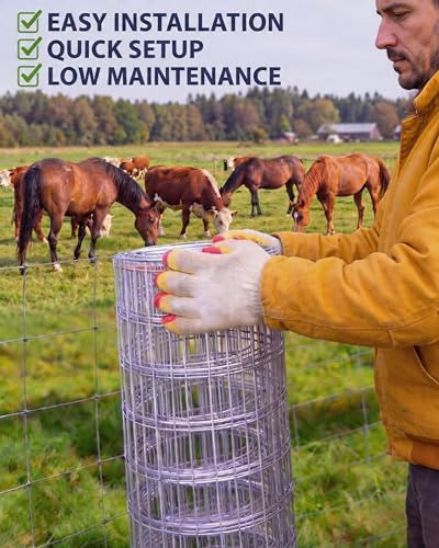 Farm Fence 5FT x 328FT, 12GA Livestock Fence, Galvanized Cattle Fence | Goat FenceHeavy Zinc Coating Wire Fencing, for Goat Deer Yard Livestock Animals Protection - size: 5x328ft