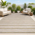 JONATHAN Y Wide Stripe Indoor Outdoor Area Rug 3X5 Brown/Natural, Bo Modern Farmhouse for Backyard, Patio, Porch, Easy-Cleaning, High Traffic, Pet-Friendly, Non-Shedding (TSN101A-3) - size: 3' x 5' (Rectangular)