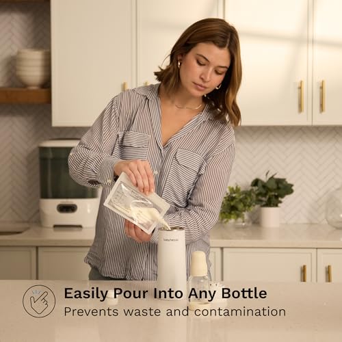 Baby Brezza Reusable Breastmilk Storage Bags, 10 Pack With Filling Funnel | Self Standing Bags with Funnel + Wide Opening for No Spill, Easy Filling - Leak Proof, Double Zipper Seal, Dishwasher Safe