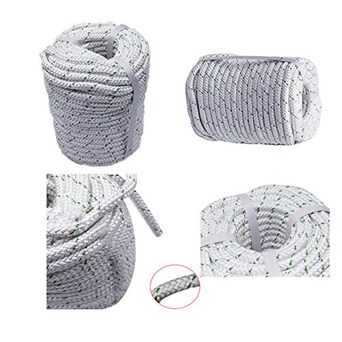 3/7 Inch x 150 Feet 4800Lbs Double Braid Polyester Rope Breaking Strength Strong Pulling Rope - color: White & Green, size: 3/7in x 150 ft