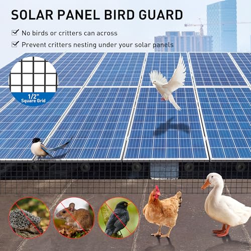Solar Panel Bird Guard, 8in x 100ft with 100 Fastener Clips | PVC Coated Welded Wire Mesh Critter Guard for Solar Panels, Solar Screen for Pigeon Netting Bird Squirrel Proof - color: 8IN x 100FT