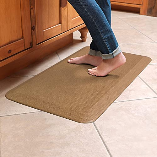 NewLife by GelPro Anti-Fatigue Designer Comfort Kitchen Floor Mat, 20x32”, Grasscloth Khaki Stain Resistant Surface with 3/4” Thick Ergo-Foam Core for Health and Wellness - color: Grasscloth Khaki, size: 32"L x 20"W x 0.8"Th