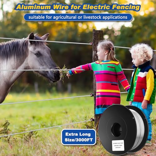 Gisafai 3000 ft 16 Gauge Aluminum Wire for Electric Fencing, Aluminum Alloy Wire for Electric Fencing, High Conductivity & Durability - size: 3000 ft 16 Gauge