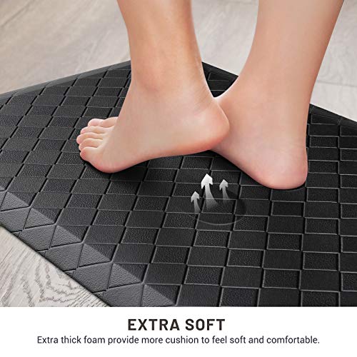 HappyTrends Kitchen Mat Cushioned Anti-Fatigue Kitchen Rug,17.3"x39",Thick Waterproof Non-Slip Kitchen Mats and Rugs Heavy Duty Ergonomic Comfort Rug for Kitchen,Floor,Office,Sink,Laundry,Black | Thick,Soft and Waterproof Non-Slip Mats and Rugs Heavy Duty