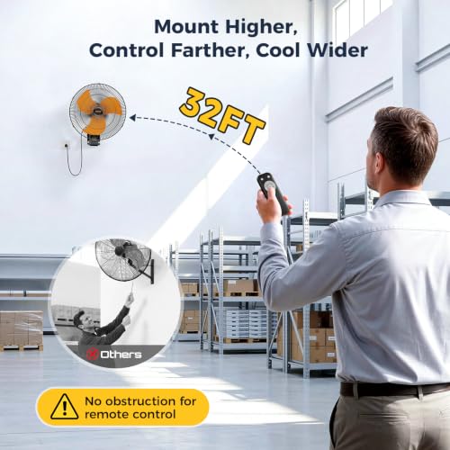 CAMMOO 20 Inch Wall Mount Fan Oscillating, Wireless Remote & Button Control | 32ft Wireless Control, 6.6ft Power Cord, Supports 3-Speed, 8H Timer, Sleep & Natural Mode, High Velocity Wall Fan