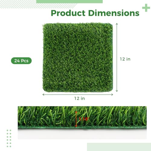 24 Pack Chicken Nesting Box Pads, Washable Artificial Turf Mats, Reusable Fake Grass Beddings for Chicken Coops, Indoor/Outdoor Green Rugs for Poultry and Home Décor, 12x12-inch