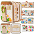 Montessori Busy Book for Toddlers 1-3, Felt Quiet Book & Busy Board for Preschool Learning, Fine Motor Skills, Sensory Play, Educational Travel Toy & Gift – Pretend Play for Girls, Brown - style: Girl Daily-10 Pages