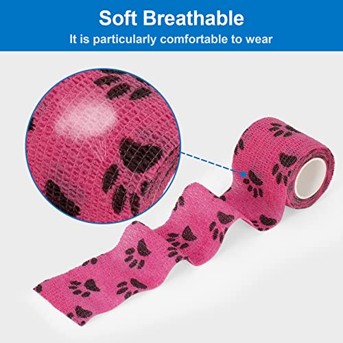 Pet Vet Wrap for Dogs Cohesive Bandages First Aid Tape Self Adhesive Bandage Wrap for Horse Cat Wound Care Self Adherent Elastic Bandage Sports Tapes 6 Rolls 2 inch