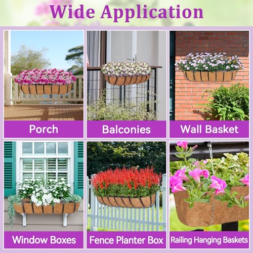 Halatool 36" Coco Liners for Planters, 2 Pack Coconut Fiber Trough Liners | Replacement Window Box Liners for Railings & Balcony Planters, Breathable, Prevents Soil Erosion & Promotes Healthy Roots - size: 36inch