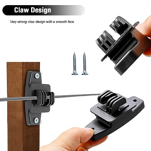 50PCS Electric Fence Wood Post Claw Insulators Black Electric Wire Fence Insulators for Hi-tensile