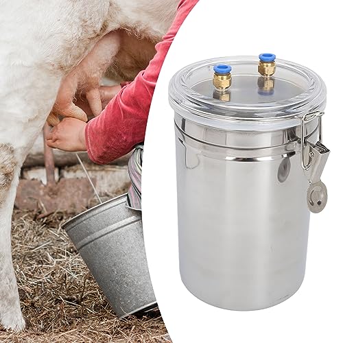 2L Manual Cow Milking Machine, Portable Hand Milker with Convenient Control, Ideal for Dairy Farms and Home Use, Durable Stainless Steel Tank