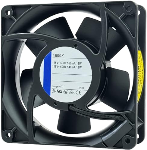for ebm-papst 4600Z Cooling Fan, 115V 50-60Hz Industrial Fan 160/140mA 13/12W, 106 CFM, 2-Pin Connector 3100 RPM 120X120X38mm