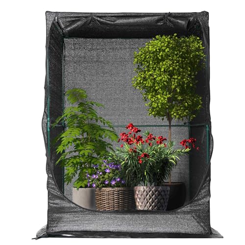 Portable Large 4'x4' Sunshade Cloth Gardening Net,Easy Set up Crops Shade Net 5.7FT Tall Cover, UV Resistant Plant 80% Sunblock for Vegetables,Fruits and Mini Flower Pot with Stakes - size: 4X4X5.74FT