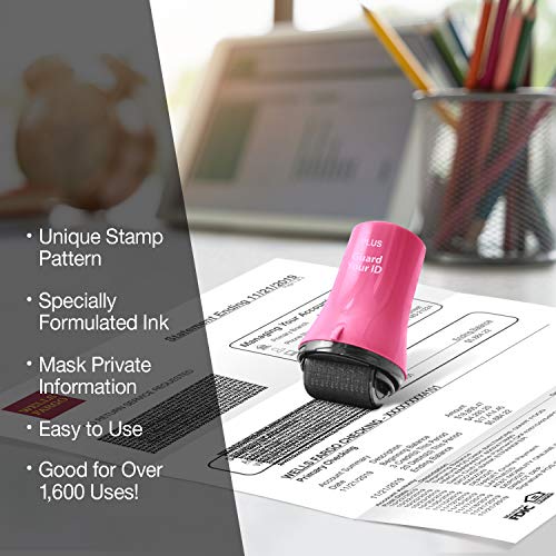 Guard Your ID Wide Identity Theft Protection Roller Stamp, 3-Pack for Mail - color: Pink, size: Wide 3-Pack