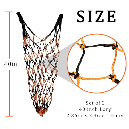 2 Pcs Slow Feed Hay Bags for Horses, 2.36"x2.36" Holes 40" Hay Nets for Horses Goat Sheep, Goat Hay Feeder for Slower Feeding, Strong Load-Bearing Hay Bag for Horse Stable Trailer