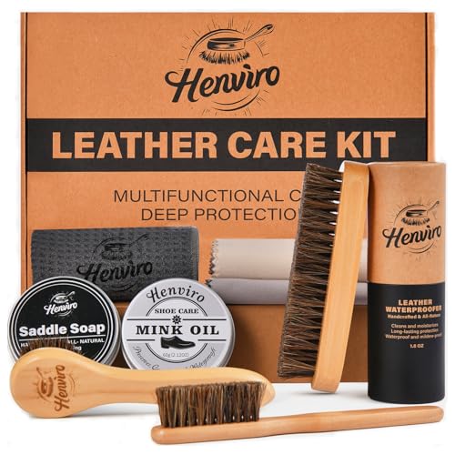 CUTEUP Leather Boot Care Kit – Mink Oil, Saddle Soap, Waterproofing Wax, Shoe Brush, Leather Cleaner and Conditioner Kit