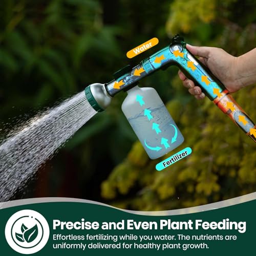 VENETIO 8-Dial Hose End Sprayer for Liquid Fertilizer/Soap | Precision Lawn, Yard & Garden Feeder with 34oz Bottle for Uniform Fertilizing and Watering Plants | Hose Attachment Nozzle Spray Gun - style: Lawn & Garden Feeder (34 oz)