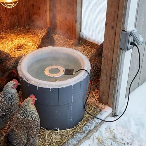 Farm Innovators Chicken Waterer De-Icer for Nipple Drinker Chicken Water Buckets - 150W Water Deicer with Thermostatically Controlled Heating | For nipple drinker chicken water buckets, energy-efficient thermostatically controlled heater operates only whe