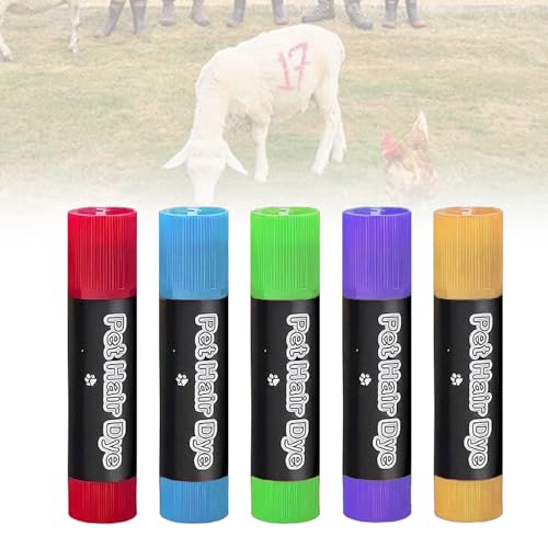 MESINURS Animal Marker Crayon for Pig, Cow, Goat - Livestock Paint Pens, Non Toxic Color Marking, Washable (red+Blue+Green+Yellow+Purple)