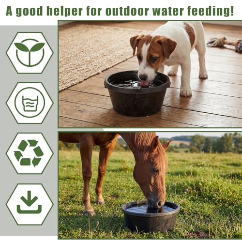 Sadnyy 4 Pcs Rubber Feed Pan 1 Quart/0.25 Gallon and 4 Quart/1 Gallon Utility Horse Feed Bucket Chicken Dust Bath Tub Livestock Water Trough Bowl for Chickens Ducks Goats Dogs Pigs Farm Small Animal - size: 1 Quart/0.25 Gallon and 4 Quart/1 Gallon