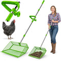 2026 Upgraded 2-in-1 Chicken Poop Scooper & Rake with Handle, 12inch Heavy-Duty Metal Chicken Coop Scoop for Sand Sifting Shovel Litter Scooper for Farm House Chicken Coop Cleaning Tools Accessories - color: Green