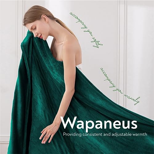 Wapaneus Foot Pocket Heated Blanket Electric Throw with 10 Heating Levels and 4 Timer Settings 4 Hours Auto Shut Off, Flannel Fast-Heating Heated Throw 50" x 60", Machine Washable, Vintage Green - color: Vintage Green, size: 50*60in