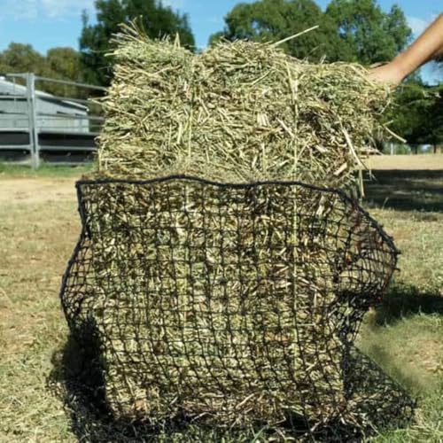 Aoneky Knotless Hay Net for Horses, Large Slow Feed Hay Bag, Fits 4x4', 4x5', 5x5', 3x3x8', 3x4x8' Bales, Durable Nylon Haynet Reduces Waste, Colic, Boredom, for Horses, Goats, Sheep, Pony (1.5 inch) - size: 1.5 inch