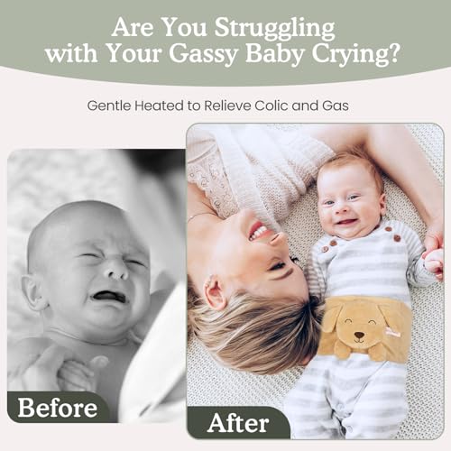 Baby Colic and Gas Relief, Heated Tummy Wrap for Newborns Belly Relief by Soothing Warmth, Baby Heating Pad Swaddling Belt Relief & Soothe Gas, Colic and Upset Stomach for Newborns to Toddler (Puppy) - color: Puppy