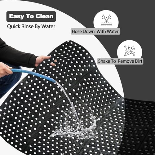tonchean Rubber Floor Mat with Drainage Holes 83x36x0.4in Anti-Fatigue Mat | Commercial Rubber Mat with Non-Slip Backing Heavy Duty Drainage Floor Mats for Commercial Restaurant Kitchen Bar Use Wet Area
