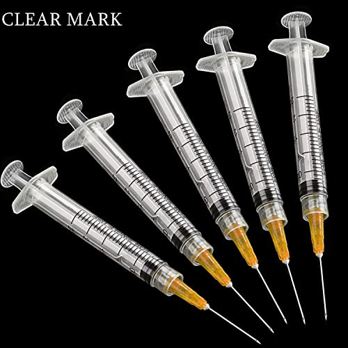 25 Pack 2.5ml/cc Plastic Luer Lock Syringa with 25Ga and Cap, Individually Sealed Wrapped, for Scientific Labs, Measuring Liquid, Refilling Cartridges or Glue Applicator - style: 25 Pack-2.5ml 25gauge