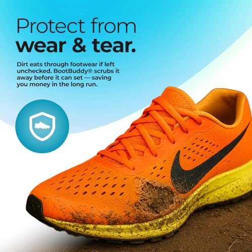 BootBuddy Cleat & Boot Cleaner Brush, Black | For Soccer Cleats, Golf Shoes, Baseball Cleats & Hiking Boots, Removes Mud, Dirt & Stains in Seconds