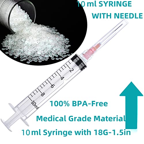 100 Pack 10ml 18Ga Lab Syringe Tools with Measurement, Individually Packed - style: 100 pack - 10ml 18 gauge