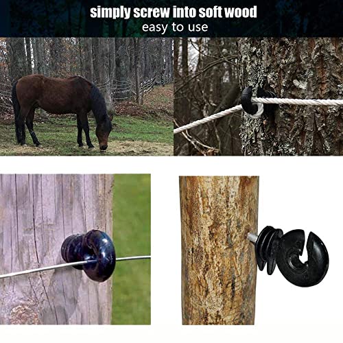 210PCS Upgraded Black Electric Fence Insulators,1 Pc Free Insulator Socket Tool,and 1 Gloves,Screw in Ring Insulators for Farm Animal Fencing(Grid System Accessories for Animal Husbandry Electronic)