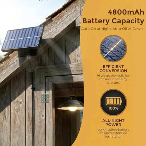 4800mAh Solar Chicken Coop Light with Timer, 3/5/8H Remote | Chicken Coop Accessories, Dual Lamps 58 LED, 3 Brightness Levels, 19.6ft Cords, IP54 Waterproof Light for Sheds Barns Farm