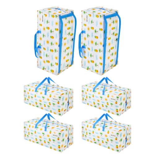 VENO 6 Pack Heavy Duty Moving Bags with Backpack Straps, Zippers & Handles, Extra Large Packing Bags for College Dorm Essentials, Moving Supplies Alternative to Cardboard Moving Boxes - color: Tropical Island, size: 6 Pack