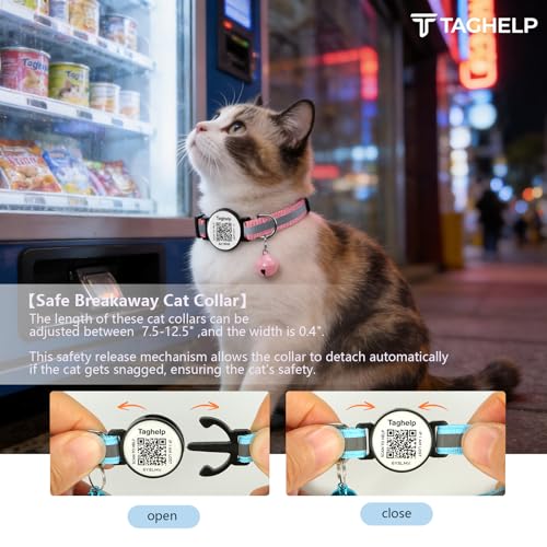2 Pack Breakaway Cat Collar with QR Code & Bell, Reflective Safety Collar with Never-Lost Digital ID Tag, Adjustable 7.5-12.5 Inch for Indoor Outdoor Cats (Purple & Pink) - color: Reflective Strip - Purple & Pink