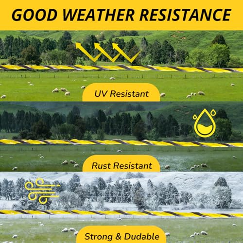 RIOOP Electric Fence Wire Polywire 3366 Feet/1026Meters | Portable Livestock Fencing, 6 Stainless Steel Strands for Reliable Conductivity, Rust Resistance, UV Resistant - size: 3366 Feet/1026Meters