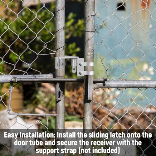 Zonon Heavy Duty Chain Link Gate Latch, Fits 1-5/8" and 1-7/8" Gate Pipe, Galvanized Steel Sliding Rolling Latch with Padlock Hole, Anti-Theft Lock for Fence, Yard & Farm Gates