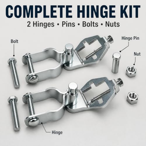 2-Pack 1-3/8" T-Post Gate Hinge Kit,Heavy Duty Galvanized Steel Chain Link Fence Gate Hinge Pins,200° Swing for Farm, Garden, Backyard Gate