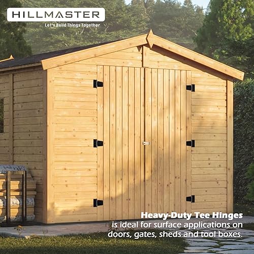 HILLMASTER 3.5 Inch Heavy Duty Gate Hinges Fence Door Hinges Durable Black Gate Strap Hinge for Indoor Outdoor, Gate Hardware Kit for Shed,Wooden Fences,Vinyl Fence Gate,Barn Door,Garage,2 Pack - size: 2 Pack