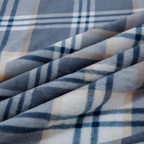 PU MEI Sherpa Blanket Twin Plaid Thick Bed Blanket, 60”*80” Super Soft Flannel Fuzzy Fleece Reversible Velvet Plush Warm Blanket for Couch (Blue White Check) - color: Blue White Check, size: 60"*80"